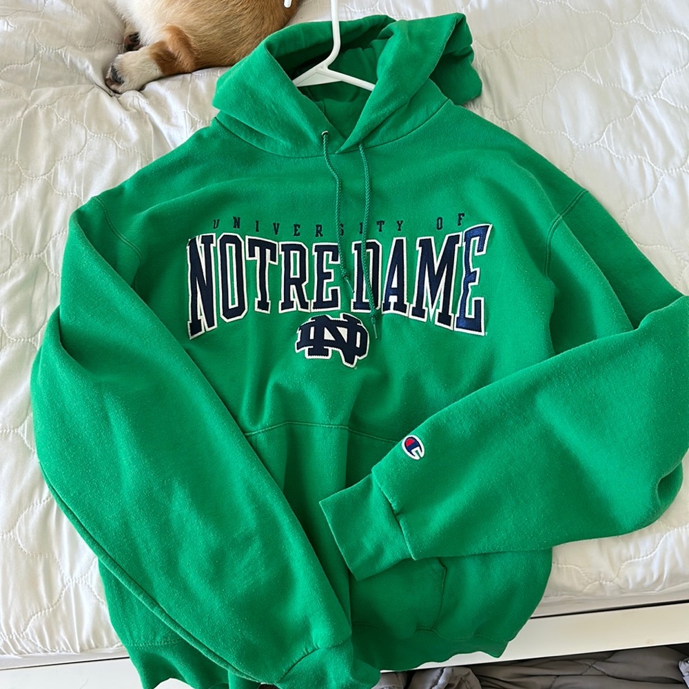champion notre dame green hoodie